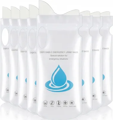 Imagen del producto de Bolsas desechables para orina con gel, 700 ml, paquete de 8 unidades, ideales para viajes y camping