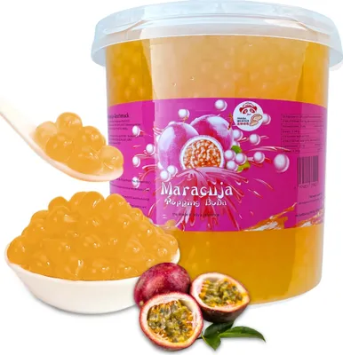 Produktbild von Bubble Tee Popping Boba-XXL Maracuja Boba 3KG-Natur&Vegan-Super Ideen zum Bubble Tea DIY und Fantastische Boba Partys
