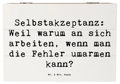 Produktbild von Mr. & Mrs. Panda Box Spruch Selbstakzeptanz Umarmen 22 x 15 cm - Weiß - Geschenk, Einzigartigkeit, truhe holz, schmuckbox, Erinnerungsbox, Geschenkbox, Zitat, Stimmungen