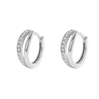 Produktbild von Ohrschmuck Damenohrringe Zirkonia Creole Ohrcreolen Glitzerstein