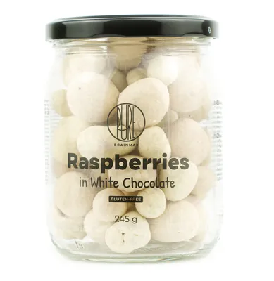 Immagine prodotto di Lamponi liofilizzati ricoperti di cioccolato bianco, 245 g