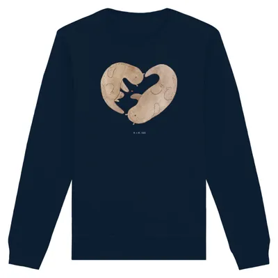 Produktbild von Mr. & Mrs. Panda Bio Pullover Otter Herz Größe XXL - French Navy - Geschenk, Pulli, Liebe, Sweater, Baumwoll, Sweatshirt, Hochzeitstag, Rundhals