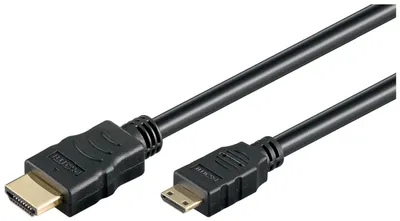 Image de Goobay 31931 Câble High Speed HDMI™ avec Ethernet, plaqué or, 1,5 m, noir - HDMI™ mâle (type A) > HDMI™ mini mâle (type C)
