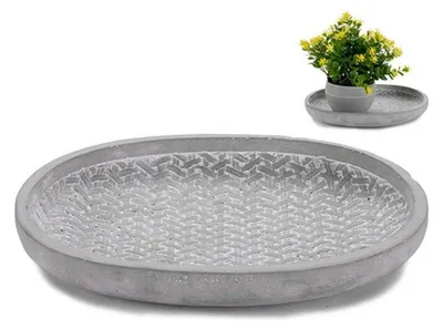 Ovaler Rattan-Weidenkorb, Zement, 28x4x23 cm