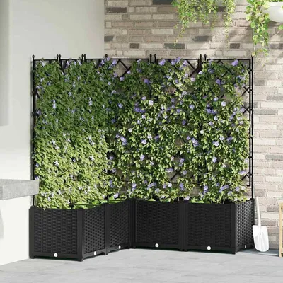 Produktbild von Gartenzäune – Gartentrennwand – Balkonschutz – Sichtschutz – Pflanzgefäß – Schwarz – 120x120x143 cm