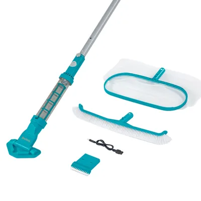 Produktbild von Bestway® Poolpflege-Set AquaSurge™ mit akkubetriebenem Poolsauger, Kescher und Poolbürste für Poolgrößen bis 610 cm