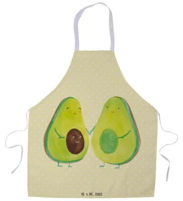 Produktbild von Mr. & Mrs. Panda Schürze Avocado Pärchen - Gelb Pastell - Geschenk, Geburt, Kochkleidung, Babyshower, Liebe, Küchenschürze, Kinder, Arbeitsschürze, Schwangerschaft