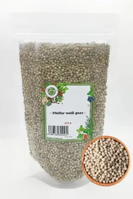 Produktbild von K T 500 g Pfeffer weiß ganz Pfefferkörner weiß doppelt gesiebt - 1 A Qualität