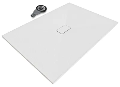 Produktbild von i-flair SMC Duschwanne 140x100 cm – 26 mm flach inkl. Ablaufgarnitur mit Deckel, Weiß