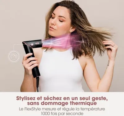 Image de Sèche-cheveux & Styler Soufflant 2 en 1 Shark FlexStyle HD426EU, 3 Accessoires, Noir et Rose Gold, 1400 W