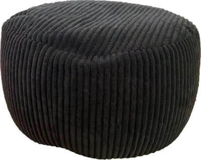 Produktbild von Relaxdays Pouf, Cord, HxD: 25 x 35 cm, Polystyrol-Füllung, rundes Bodensitzkissen, Wohnzimmer Hocker, Sitzpouf, schwarz