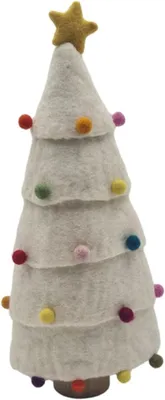 Produktbild von Frida Feeling - 2454 - Weihnachtsbaum, Filz, weiß, mit Holzständer, 30cm, Handarbeit