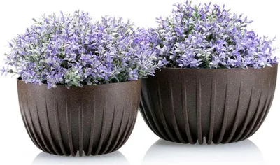 Produktbild von HowHomely | Pflanzkübel Set, 2 x Blumentöpfe, Coffee Espresso - Modern, Leicht & Robust - 30 & 24 cm