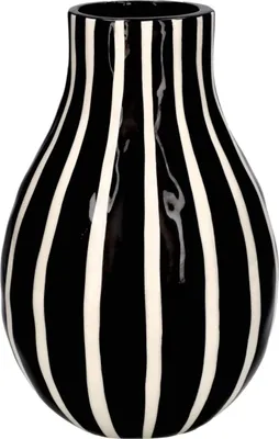 Produktbild von Gift Company Artisan Vase gestreift L schwarz/weiß 15,6cm