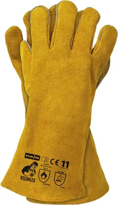 Produktbild von 1 Paar Schweisserhandschuhe aus Rindspaltleder 35 cm lang Leder Honiggelb Gelb Gr. 11 (WELDOGER_11)