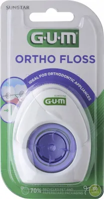 Zdjęcie produktu dla GUM Ortho Floss, Super nić, Nylon, Biały, Plastik, Blister