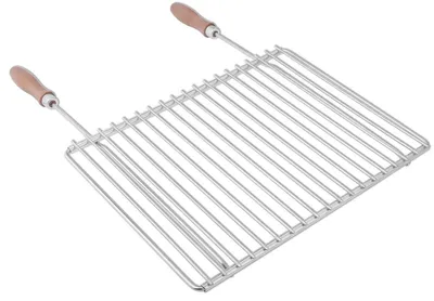 Immagine prodotto di DEOS Griglia regolabile per barbecue in acciaio inox 40–55 × 30 cm con manici in legno