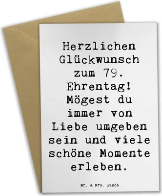 Produktbild von Mr. & Mrs. Panda Grußkarte Spruch 79. Geburtstag Glückwünsche - Weiß - Geschenk, hochzeitskarten, handgefertigte Produkte, weihnachtskarten, Herzlichen Glückwunsch