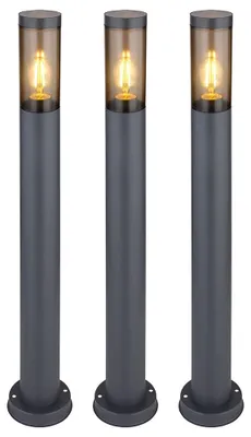 Produktbild von 3er Set LED Stehleuchte, Edelstahl, rauch, anthrazit, H 80 cm