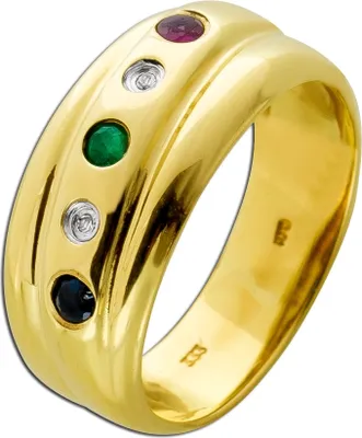 Produktbild von Saphir Ring Gold 333 8 Karat Smaragd Rubin Diamanten 0.01ct 15