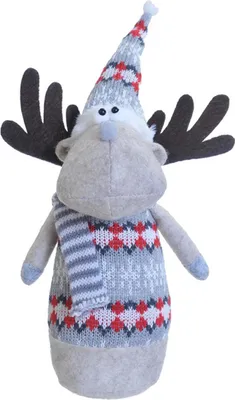 Produktbild von Rentier -Dazzel- Stoff 30cm weiss-grau