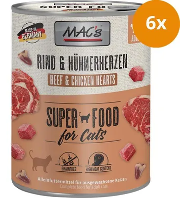 Image de MAC's BOEUF & COEUR DE POULET, Adulte, toutes races, boeuf, poulet, coeur, 800 g