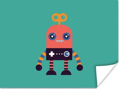 Produktbild von MuchoWow® Poster Roboter - Spielzeug - Gesicht - Rosa - Jungen - Kinder 120x90 cm - Wandbild