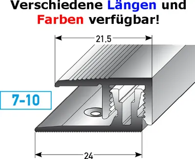 Produktbild von Klick-Abschlussprofil / Abschlussleiste Laminat "Markdale", Höhe 7 - 10 mm, 21,5 mm breit, 2-teilig, Aluminium eloxiert-silber-1000
