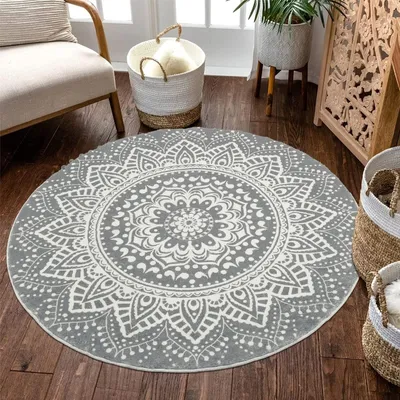Produktbild von Großes Rundes Teppich - 160 cm Weiches Plüsch mit Antirutsch