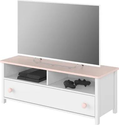 Obrázok produktu pre MINIO TV Lowboard LUNA 13 zásuvka Biela / Ružová