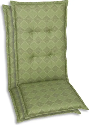 Produktbild von GO-DE Textil, Sesselauflage Hochlehner, 2er Set, Farbe: gruen, Maße: 120 cm x 50 cm x 6 cm, Rueckenhoehe: 70 cm
