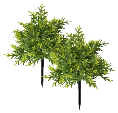 Produktbild von Künstliche Kiefernzweige, realistische künstliche Kiefernbüsche mit Stacheln, weihnachtliche Formgebung für Zuhause, drinnen, auf der Veranda und im Freien