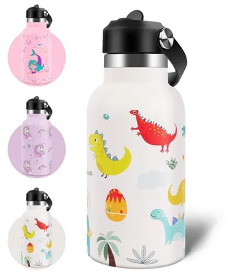 Immagine prodotto di Borraccia per bambini in acciaio inossidabile, 350 ml, a prova di perdite, con cannuccia