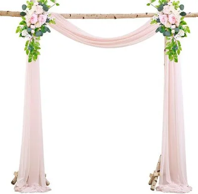 Zdjęcie produktu dla Różowa zasłona ślubna 75 x 600 cm z szyfonu
