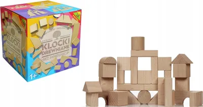 Zdjęcie produktu dla Baczek Klocki Drewniane - Ekologiczne W Pudełku, Zestaw do budowania, 54 szt., 1,74 kg
