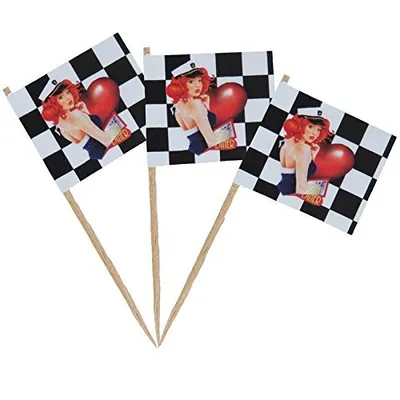 Produktbild von 50 Flaggen Picker " AMERICAN DINER " L : 8 cm USA AMERIKA TISCHDEKO DEKO Spieße