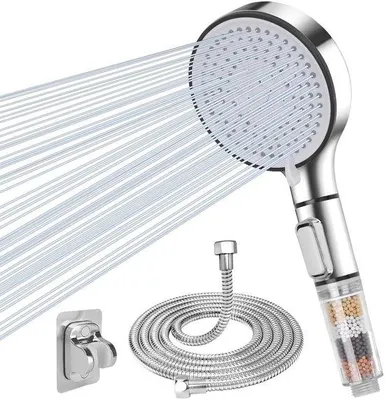 Produktbild von Wassersparende Duschkop mit 5 einstellbaren Wasserstrahlen und Filter.