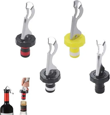 Productafbeelding van Vacuüm Wijnstopper Set van 4 - Herbruikbare Flessenstoppers voor Wijn en Champagne