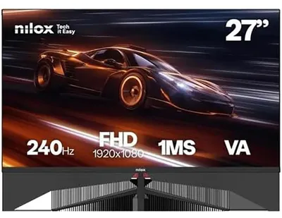 Produktbild von Nilox MONITOR 27 GAMING FHD 240HZ, 68,6 cm (27"), 1920 x 1080 Pixel, Full HD, LCD, 1 ms, Schwarz