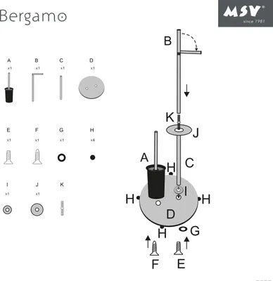 Immagine prodotto di MSV "Bergamo" Set per WC Spazzola per WC Portarotolo Spazzola per WC Portarotolo in acciaio inox e vetro Taupe 3in1
