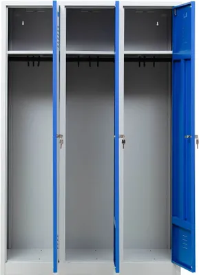 Produktbild von Gürkan Spind lichtgrau, enzianblau 105416, 3 Schließfächer 118,5 x 50,0 x 180,0 cm