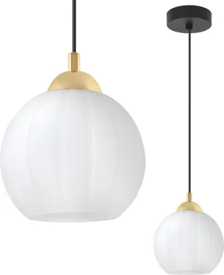 Image de Suspension COSTA noir-or 1 ampoule blanc boule E27