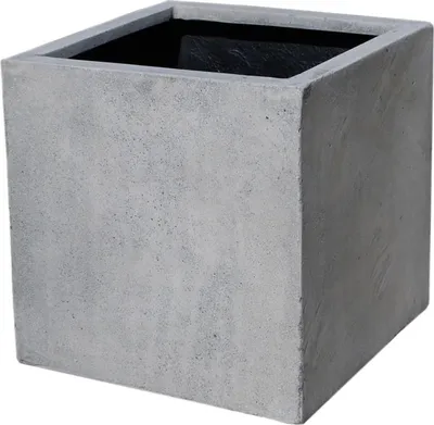 Produktbild von VIVANNO Pflanzkübel Fiberglas BLOCK Würfel, Grau Beton-Design - 30x30x30 cm