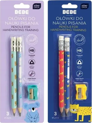 Obrázek produktu pro Interdruk Tužka na výuku psaní – sada 2 tužek + ořezávátko – barevné