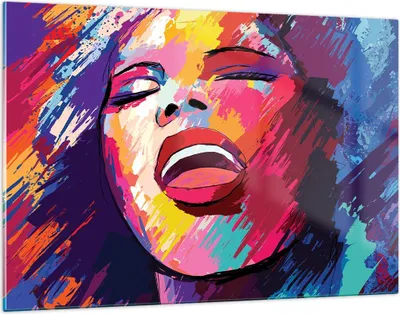 Produktbild von Bilder auf glas - Frau Abstraktion - 120x80cm - Glasbilder - Wandbilder - Kunstdruck - zum Aufhängen bereit - Wanddekoration aus Glas - Glas Bilder - Wandbild auf Glas - Einteilig - GAA120x80-4019