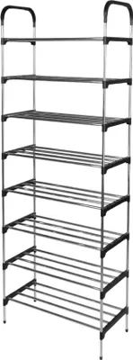 Produktbild von Schuhregal mit 8 Ebenen - Platz für 40 Paar Schuhe - Stabiles Design aus Metall und Kunststoff - Platzsparend und modern