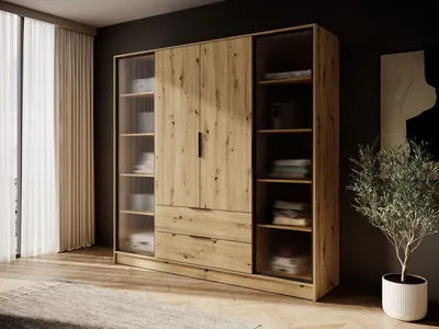 Obrázok produktu pre Kombinovaná šatníková skriňa 206 cm COSIMA - dub artisan