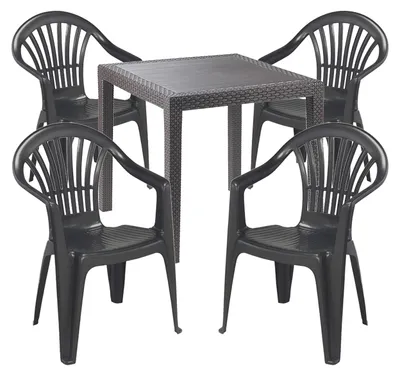 Produktbild von Sitzgarnitur Bistrogarnitur 5-teilig Kunststoff Anthrazit