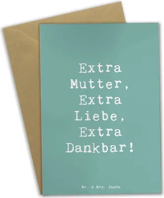 Produktbild von Mr. & Mrs. Panda Glückwunschkarte Spruch Bonusmutter Extra Liebe - Meeresbrise - Geschenk, osterkarten, hochzeitskarten, Dankeschön, Elternteil, Familie, handgemacht