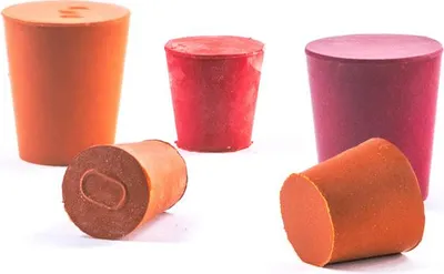 Obrázek produktu pro 5 x zátka z přírodního kaučuku pro zkumavkové baňky, červená, průměr 19x14 mm, výška 27 mm